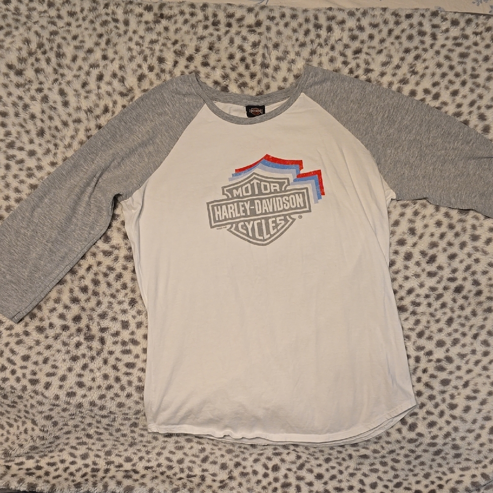 Harley-Davidson White and Gray Logo Raglan Shirt